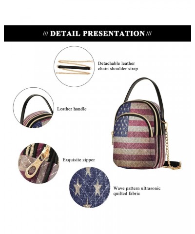 Chain Crossbody Bags for Women American Flag Retor Quilted Shoulder Crossbody Handbags Travel Cross Body Cell Phone Purses Ba...