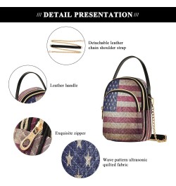 Chain Crossbody Bags for Women American Flag Retor Quilted Shoulder Crossbody Handbags Travel Cross Body Cell Phone Purses Ba...