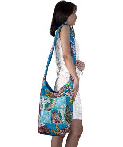 Tribe Azure Women Fashion Hobo Floral Shoulder Bag Monk Canvas Sling Tote Handbag Crossbody Summer Boho Turquoise Blue $10.91...