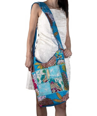 Tribe Azure Women Fashion Hobo Floral Shoulder Bag Monk Canvas Sling Tote Handbag Crossbody Summer Boho Turquoise Blue $10.91...