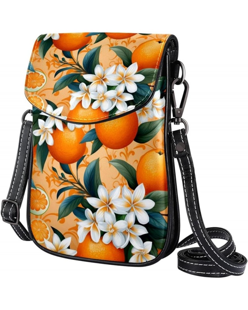 Classic PU Leather Phone Bag - Durable Cell Phone Wallet, Convenient Crossbody Purse Orange Green Leaves Multicoloured10 $14....