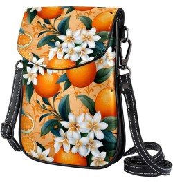 Classic PU Leather Phone Bag - Durable Cell Phone Wallet, Convenient Crossbody Purse Orange Green Leaves Multicoloured10 $14....