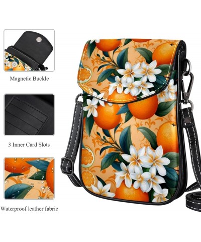 Classic PU Leather Phone Bag - Durable Cell Phone Wallet, Convenient Crossbody Purse Orange Green Leaves Multicoloured10 $14....