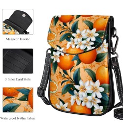 Classic PU Leather Phone Bag - Durable Cell Phone Wallet, Convenient Crossbody Purse Orange Green Leaves Multicoloured10 $14....