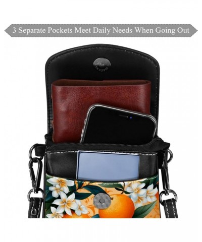 Classic PU Leather Phone Bag - Durable Cell Phone Wallet, Convenient Crossbody Purse Orange Green Leaves Multicoloured10 $14....