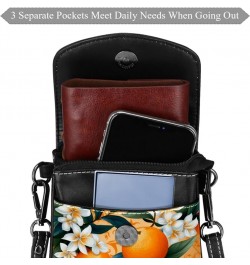 Classic PU Leather Phone Bag - Durable Cell Phone Wallet, Convenient Crossbody Purse Orange Green Leaves Multicoloured10 $14....