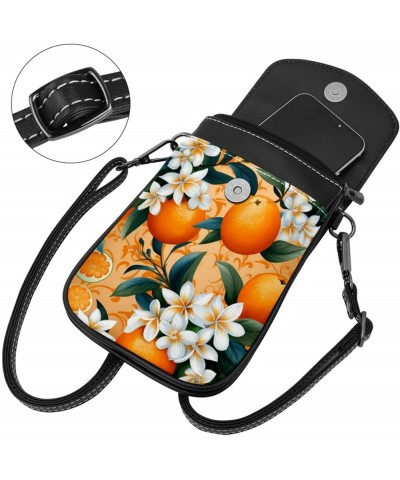 Classic PU Leather Phone Bag - Durable Cell Phone Wallet, Convenient Crossbody Purse Orange Green Leaves Multicoloured10 $14....