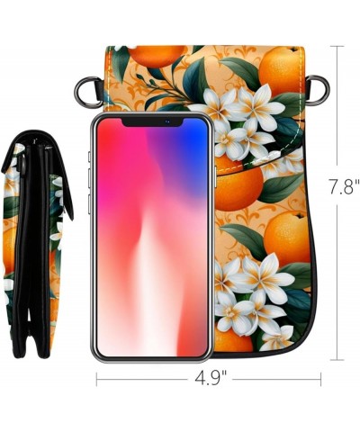 Classic PU Leather Phone Bag - Durable Cell Phone Wallet, Convenient Crossbody Purse Orange Green Leaves Multicoloured10 $14....