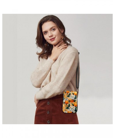 Classic PU Leather Phone Bag - Durable Cell Phone Wallet, Convenient Crossbody Purse Orange Green Leaves Multicoloured10 $14....