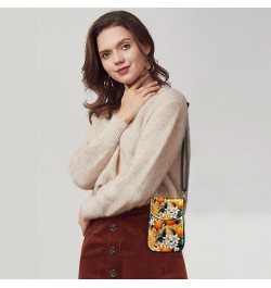 Classic PU Leather Phone Bag - Durable Cell Phone Wallet, Convenient Crossbody Purse Orange Green Leaves Multicoloured10 $14....