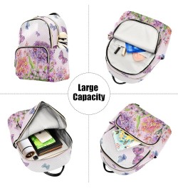 Hydrangea Flowers and Colorful Butterflies Mini Backpack Purse for Women Travel Bag Fashion Daypack Back Pack Shoulder Bag Mu...