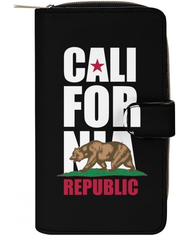 Flag of California Womens Wallet Leather Card Holder Purse RFID Blocking Bifold Clutch Handbag with Zipper Pocket $17.22 Wallets