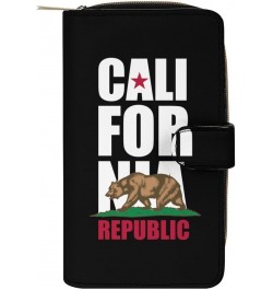 Flag of California Womens Wallet Leather Card Holder Purse RFID Blocking Bifold Clutch Handbag with Zipper Pocket $17.22 Wallets