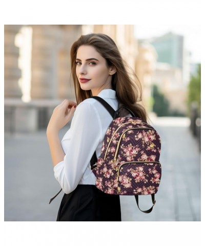 Mini Backpack for Women, Rose Flower Pattern Travel Backpack Purse for Ladies, Small Bookbag Daypack Shoulder Bag S Multi948 ...