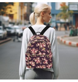 Mini Backpack for Women, Rose Flower Pattern Travel Backpack Purse for Ladies, Small Bookbag Daypack Shoulder Bag S Multi948 ...