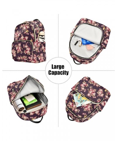 Mini Backpack for Women, Rose Flower Pattern Travel Backpack Purse for Ladies, Small Bookbag Daypack Shoulder Bag S Multi948 ...