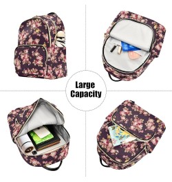 Mini Backpack for Women, Rose Flower Pattern Travel Backpack Purse for Ladies, Small Bookbag Daypack Shoulder Bag S Multi948 ...