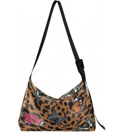 Animal Leopard Skin Hobo Crossbody Bags for Women Leather Large Shoulder Bag Cross Body Colorful Butterflies Trendy Womens To...