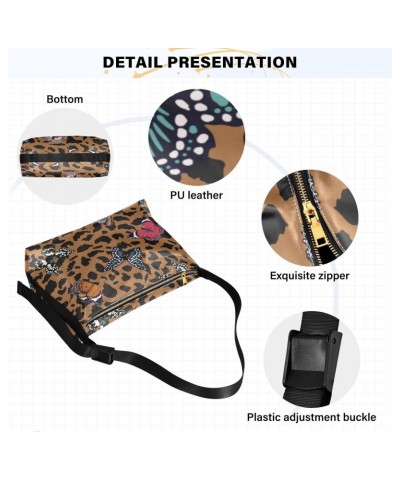 Animal Leopard Skin Hobo Crossbody Bags for Women Leather Large Shoulder Bag Cross Body Colorful Butterflies Trendy Womens To...