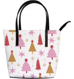 Shoulder Bag Tote Bags for Women Christmas Fir Trees Stars Leather Shopper Work Handbags Large Casual Bag $25.49 Totes