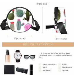 Cactus Cute Crossbody Bag for Women Teen Girls Round Canvas Shoulder Bag Purse Tote Handbag Bag $8.61 Totes