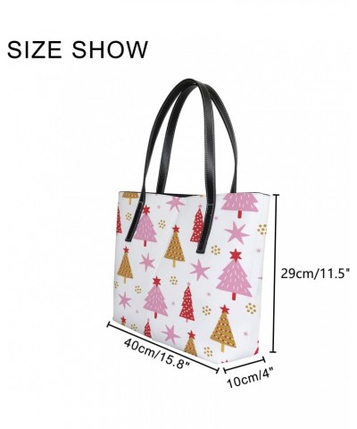 Shoulder Bag Tote Bags for Women Christmas Fir Trees Stars Leather Shopper Work Handbags Large Casual Bag $25.49 Totes