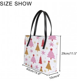 Shoulder Bag Tote Bags for Women Christmas Fir Trees Stars Leather Shopper Work Handbags Large Casual Bag $25.49 Totes