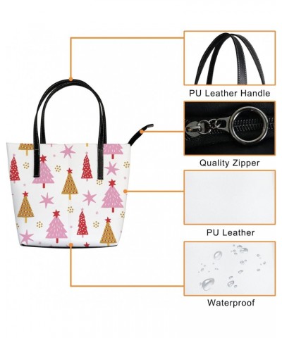 Shoulder Bag Tote Bags for Women Christmas Fir Trees Stars Leather Shopper Work Handbags Large Casual Bag $25.49 Totes