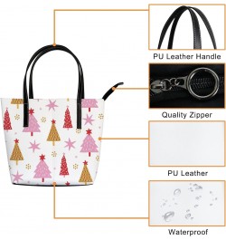 Shoulder Bag Tote Bags for Women Christmas Fir Trees Stars Leather Shopper Work Handbags Large Casual Bag $25.49 Totes