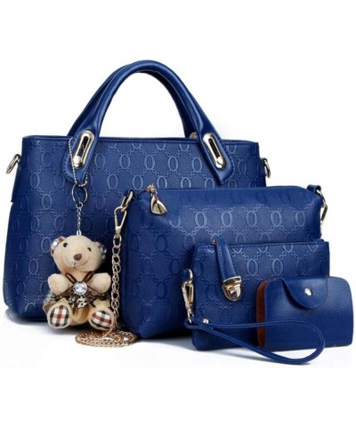 Women Soft Synthetic PU Leather Metal Chain Tote Satchel Crossbody Shoulder Handbags Bear ornament Clutches-Brown Blue $40.28...