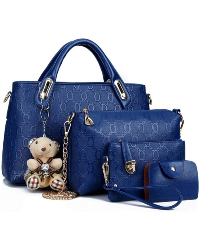 Women Soft Synthetic PU Leather Metal Chain Tote Satchel Crossbody Shoulder Handbags Bear ornament Clutches-Brown Blue $40.28...