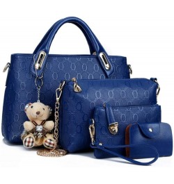 Women Soft Synthetic PU Leather Metal Chain Tote Satchel Crossbody Shoulder Handbags Bear ornament Clutches-Brown Blue $40.28...