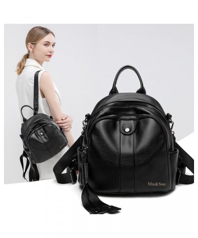 Black Backpack Purse for Women Small Size Leather Backpack Fashion Shoulder Bags Rucksack (Style - A) Black $19.71 Backpacks