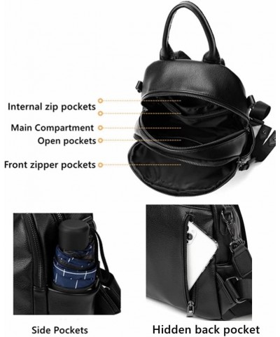 Black Backpack Purse for Women Small Size Leather Backpack Fashion Shoulder Bags Rucksack (Style - A) Black $19.71 Backpacks