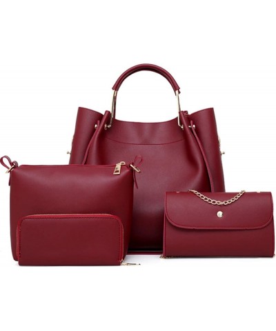 Women Handbags PU Leather Large Shoulder Cross-body Bags Satchel Tote Bags Purse Red $37.86 Totes