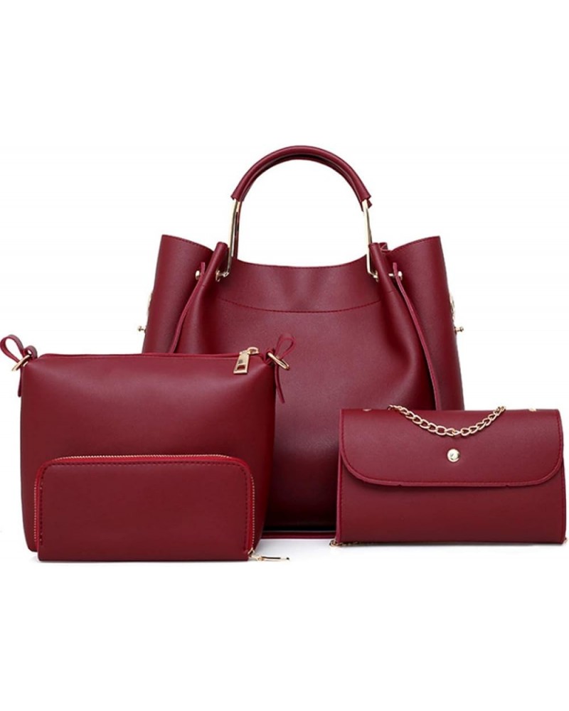 Women Handbags PU Leather Large Shoulder Cross-body Bags Satchel Tote Bags Purse Red $37.86 Totes