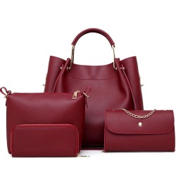 Women Handbags PU Leather Large Shoulder Cross-body Bags Satchel Tote Bags Purse Red $37.86 Totes