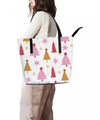 Shoulder Bag Tote Bags for Women Christmas Fir Trees Stars Leather Shopper Work Handbags Large Casual Bag $25.49 Totes