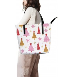 Shoulder Bag Tote Bags for Women Christmas Fir Trees Stars Leather Shopper Work Handbags Large Casual Bag $25.49 Totes