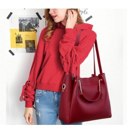 Women Handbags PU Leather Large Shoulder Cross-body Bags Satchel Tote Bags Purse Red $37.86 Totes