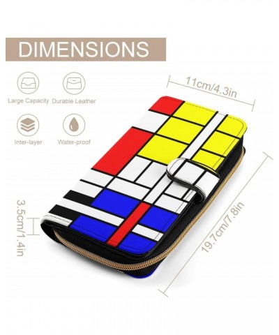 Mondrian Style Wallet PU Leather Purse Coin Pocket Credit Card Holder Clutch Gifts for Women Men $16.16 Wallets