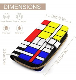 Mondrian Style Wallet PU Leather Purse Coin Pocket Credit Card Holder Clutch Gifts for Women Men $16.16 Wallets