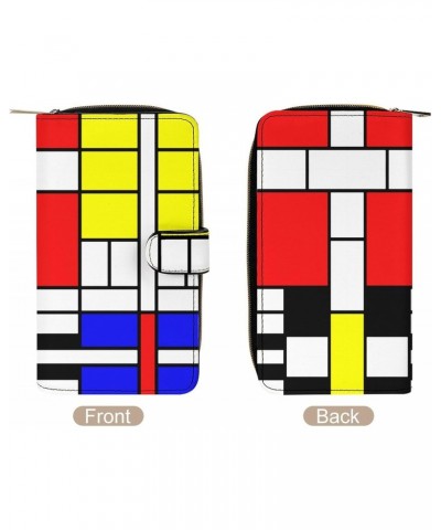 Mondrian Style Wallet PU Leather Purse Coin Pocket Credit Card Holder Clutch Gifts for Women Men $16.16 Wallets