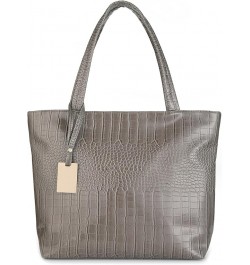 Purse and Handbag for Women Crocodile Satchel Large Shoulder Tote Bag Wallets Gray $10.92 Totes