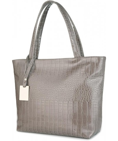 Purse and Handbag for Women Crocodile Satchel Large Shoulder Tote Bag Wallets Gray $10.92 Totes