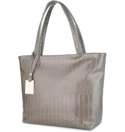 Purse and Handbag for Women Crocodile Satchel Large Shoulder Tote Bag Wallets Gray $10.92 Totes