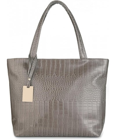 Purse and Handbag for Women Crocodile Satchel Large Shoulder Tote Bag Wallets Gray $10.92 Totes