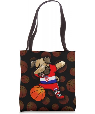 Dabbing Pug Croatia Basketball Fans Jersey Croatian Sport Tote Bag $12.47 Totes