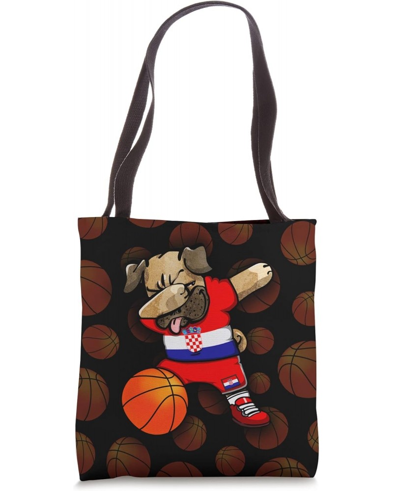 Dabbing Pug Croatia Basketball Fans Jersey Croatian Sport Tote Bag $12.47 Totes