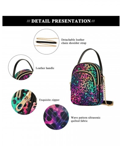 Small Crossbody Bags for Women Colorful Starry Sky Leopard Pattern Cell Phone Purse Wallet Lightweight Shoulder Handbag for L...